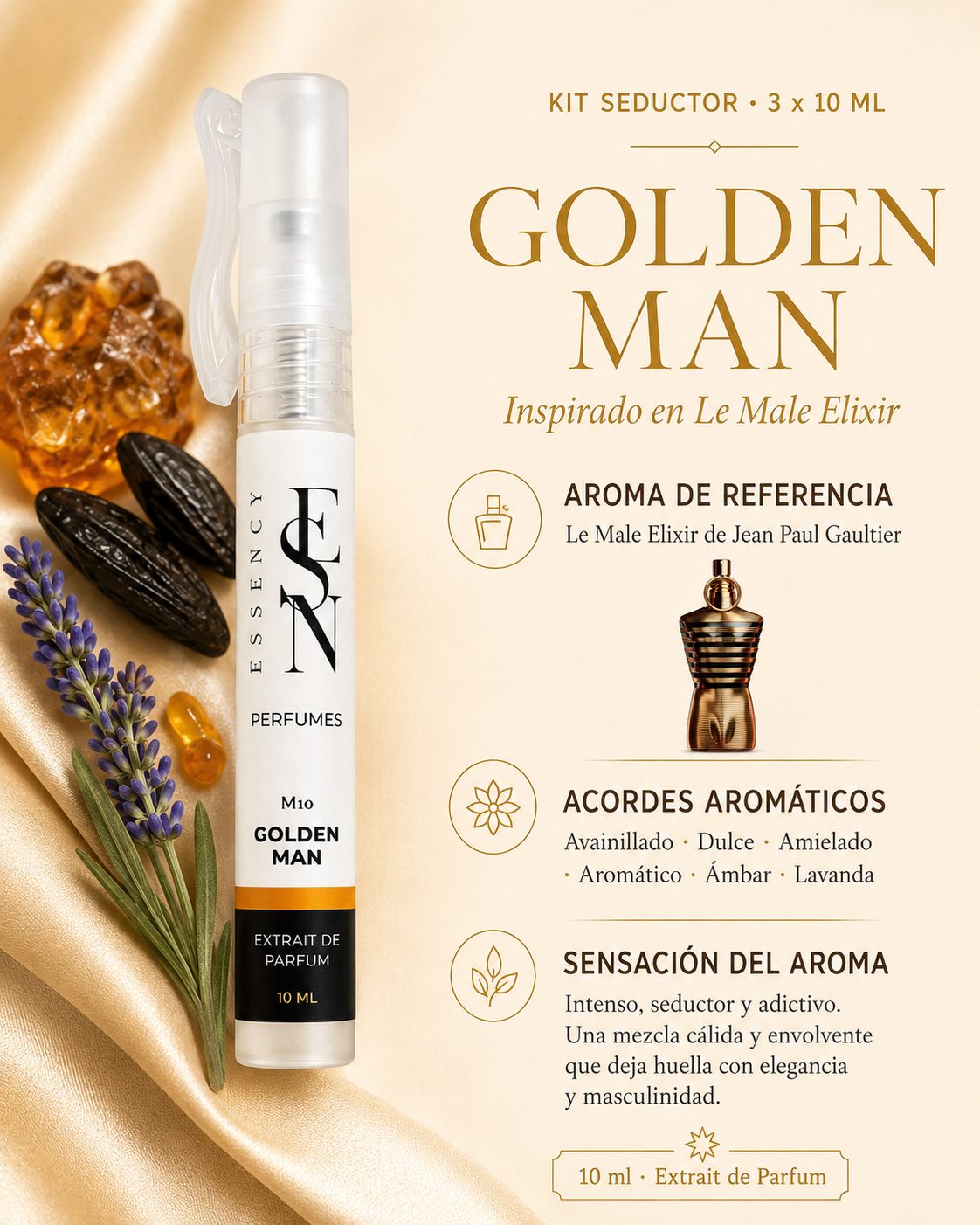 Kit de 3 perfumes seductores masculinos