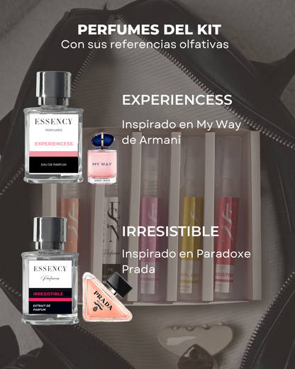Kit de perfumes elegantes femeninos.