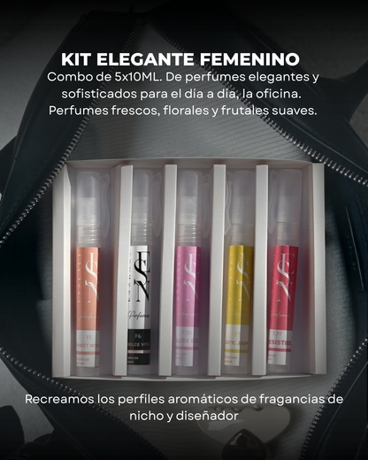 Kit de perfumes elegantes femeninos.