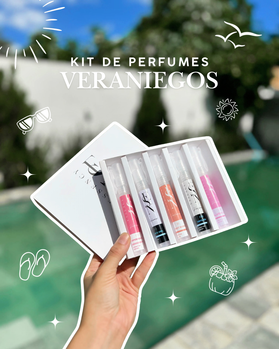 Kit de perfumes femeninos veraniegos.