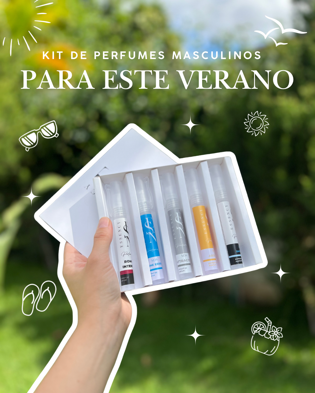 Kit de perfumes masculinos para verano.