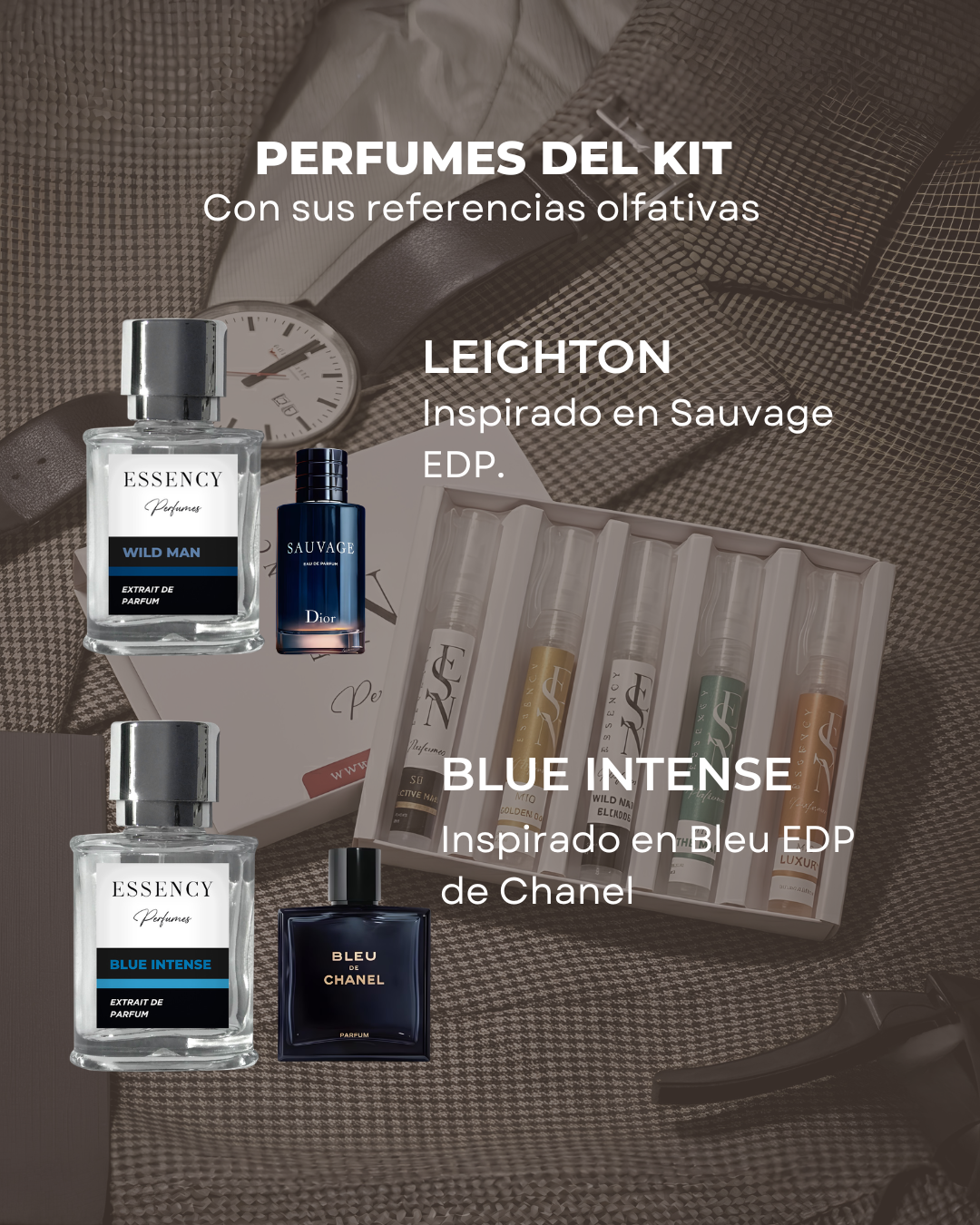 Kit de perfumes ejecutivos masculinos.