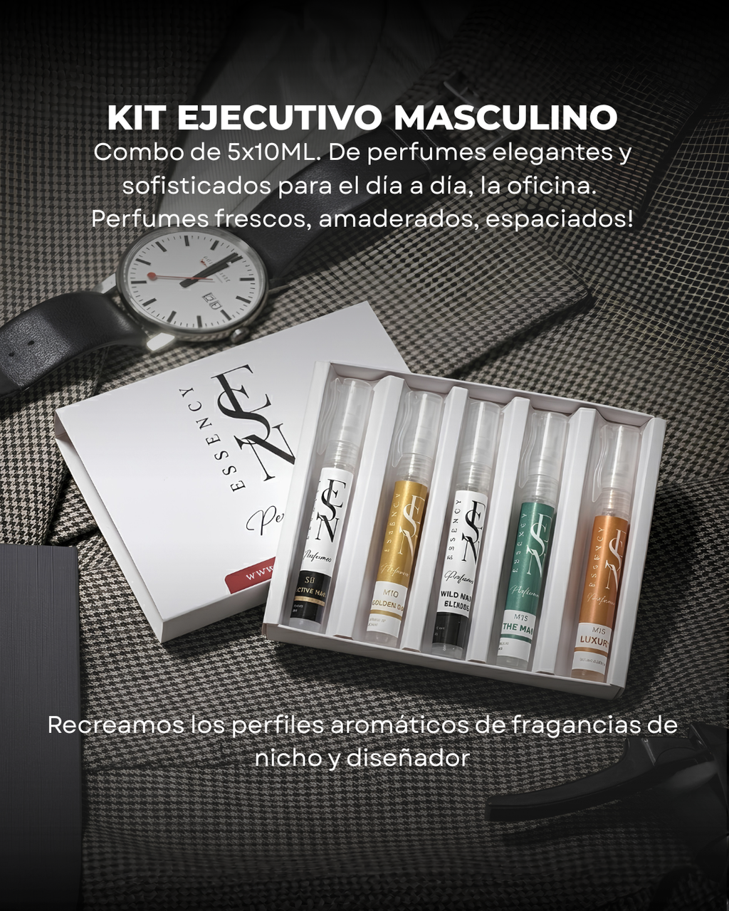 Kit de perfumes ejecutivos masculinos.