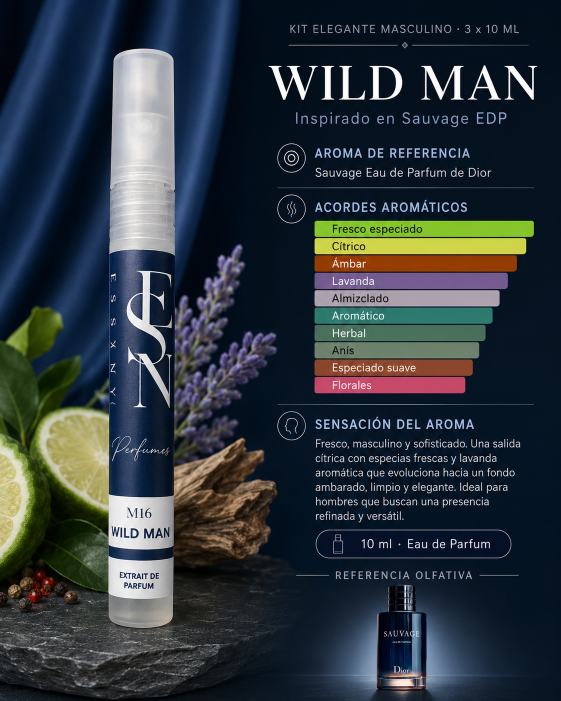 Kit de 3 perfumes elegantes masculinos